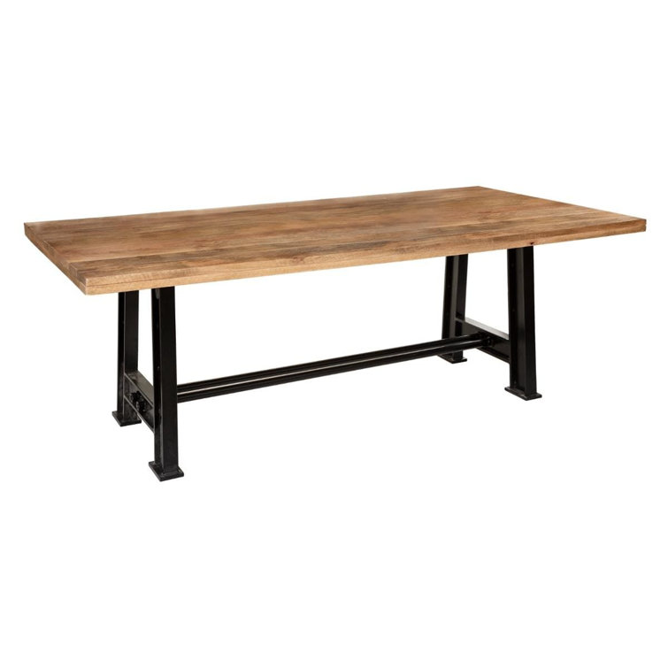 Borough Wharf Dumbarton Solid Wood Top Metal Base Dining Table